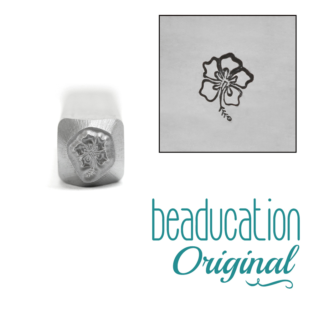 Metal Stamping Tools Hibiscus Flower Metal Design Stamp, 6mm - Beaducation Original